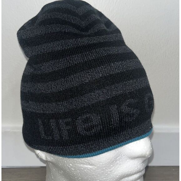 Life is Good Beanie Adult One Size Toboggan Teal Mountain Spellout Gorpcore - Picture 6 of 9